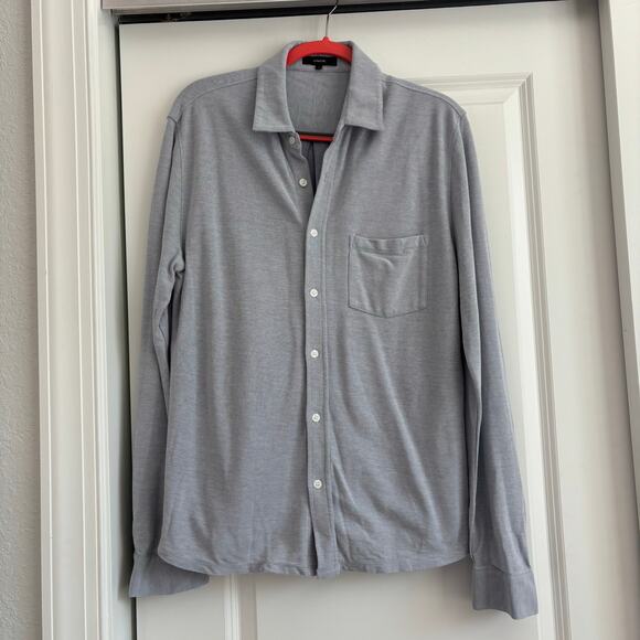 Vince Men’s 100% Cotton Button Down Long Sleeve Shirt Sz L Blue Basic Career - Picture 1 of 10